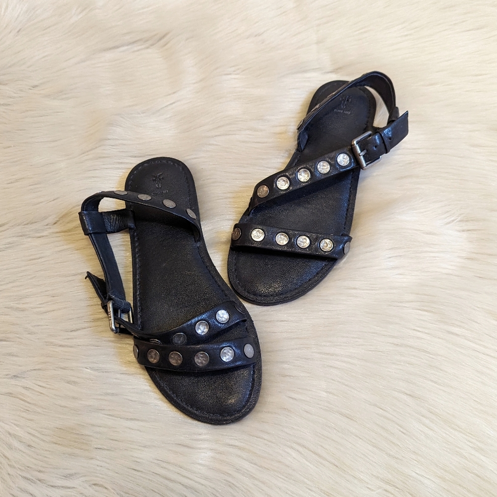 Frye Black Sandals with Silver Accents